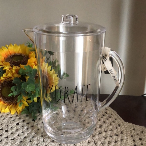 Rae Dunn Other - Rae Dunn Clear Acrylic Pitcher with “Hydrate” text